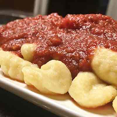 Plate of Saucy Joe's Gnocchi with Lush Sauce