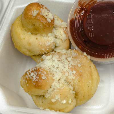 Saucy Joe's vegetarian Garlic Knots