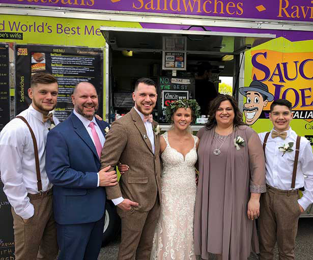 Wedding with Bride, Groom and Family at Saucy Joe's Food Truck